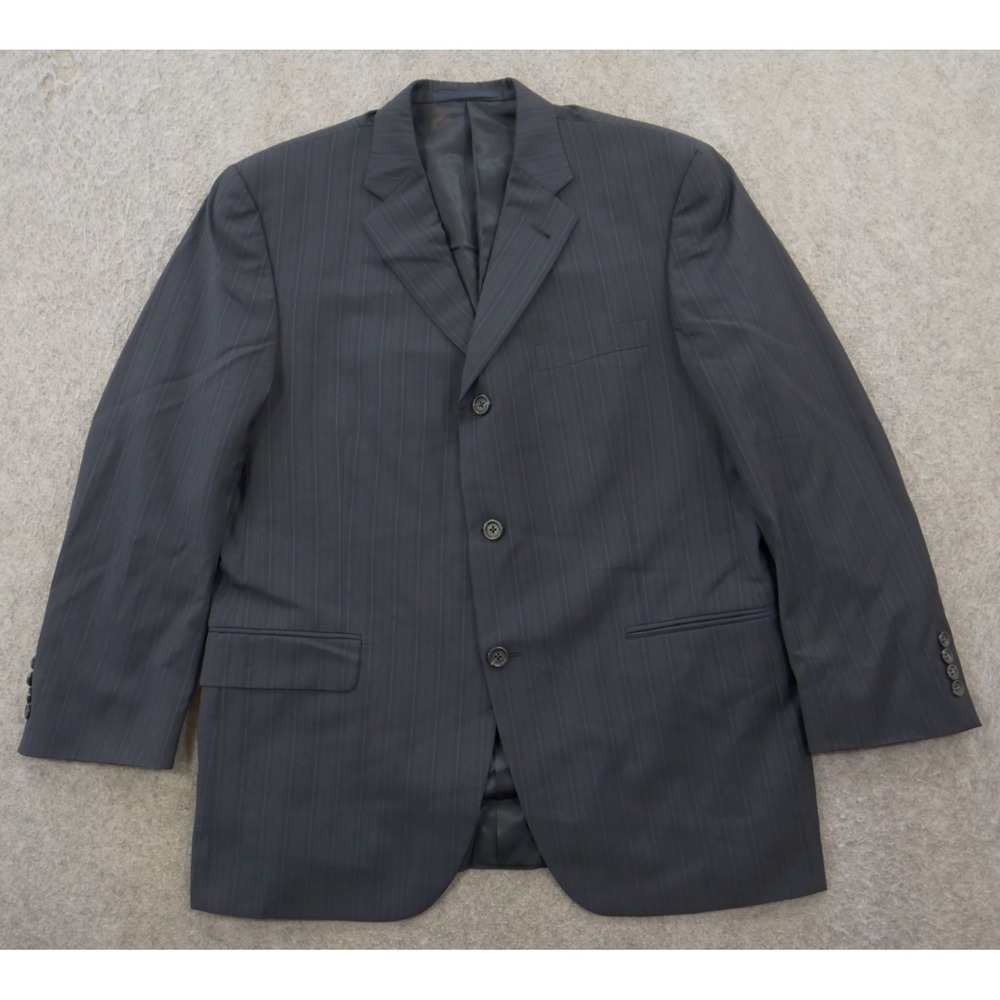 Burberry Suit Jacket Blazer Mens 42 S Blue Striped Wool 3 Button